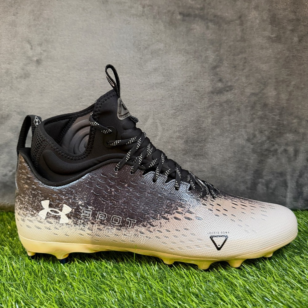 Under Armour Spot Light MC Football Cleats Black White Mens size 14